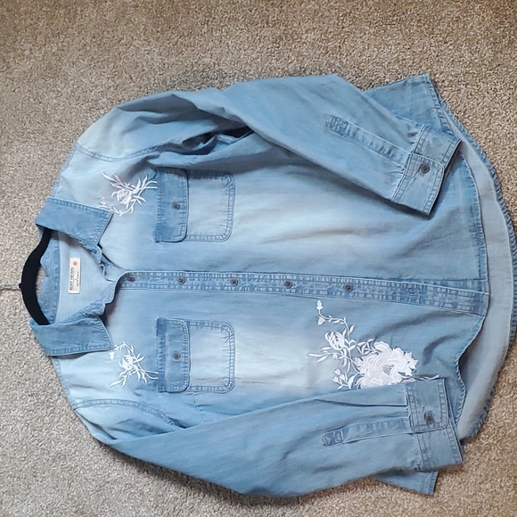 Ruff Hewn Tops - Ruff Hewn Denim look embroidered shirt